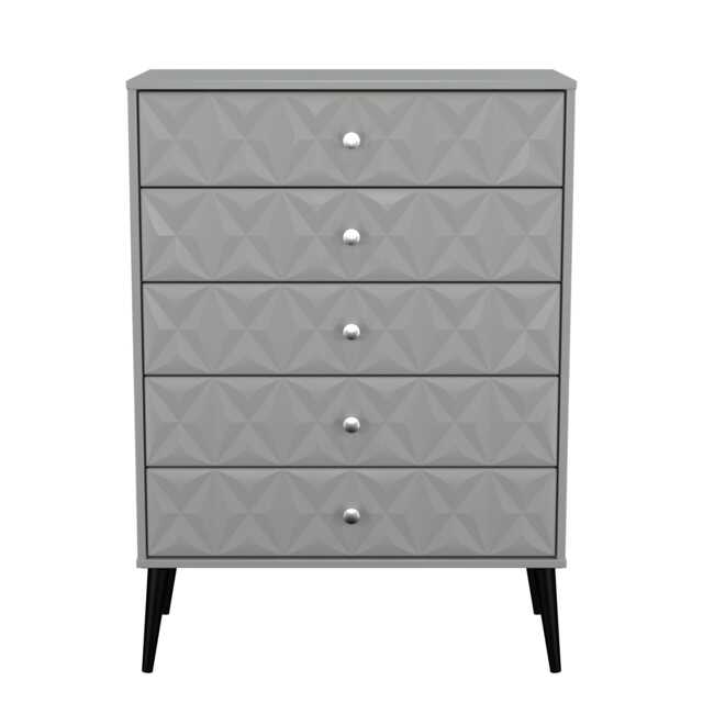 Toledo 5 Drawer Chest of Drawers in Dusk Grey (Ready Assembled) Grey Dusk Grey