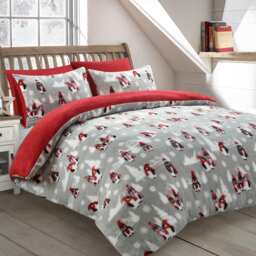 Velosso Penguins Teddy Fluffy and Warm Fleece Duvet Cover Set Red Red Double