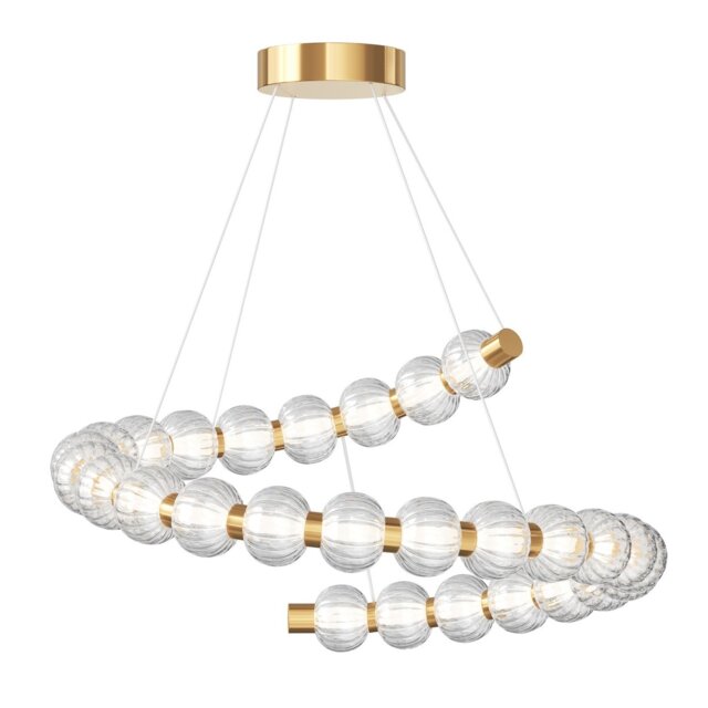 Amulet Swirl Modern Pendant Ceiling Light Gold 3000K 1900lm Glass Shade