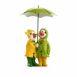 Marco Paul Resin Ducks Under Umbrella Garden Ornament Weather Resistant Outdoor Decoration 30x16cm