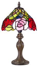 Red and Pink Rose Decorated Stained Glass Tiffany Lamp Red Red 1