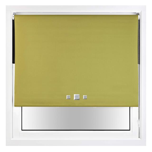 FURNISHED Blackout Roller Blind with Triple Square Eyelets Easy Fit Window Shade Green Green (W) 180cm x (L) 165cm