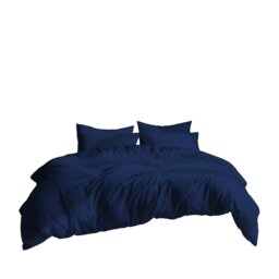 Plain Dyed Easy Care Polycotton Duvet Cover And Pillowcases Set Bed Linen Blue Double