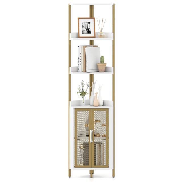 COSTWAY 6 Tier Corner Shelf Industrial Bookcase Display Shelf