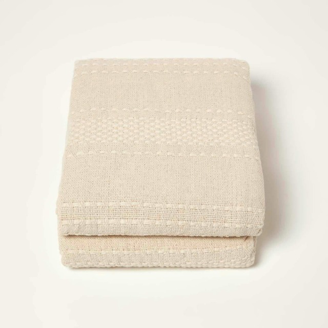 Homescapes Kashi Natural Cotton Throw with Tassels - 225 x 255 cm Cream 1
