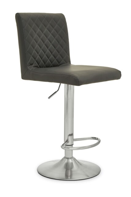 Orsina Baina Dark Grey Chrome Bar Stool With Round Base