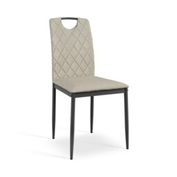 Set Of 4 Monza Fabric Dining Chair Modern Padded Seat Metal Legs Kitchen Cream Beige One Size