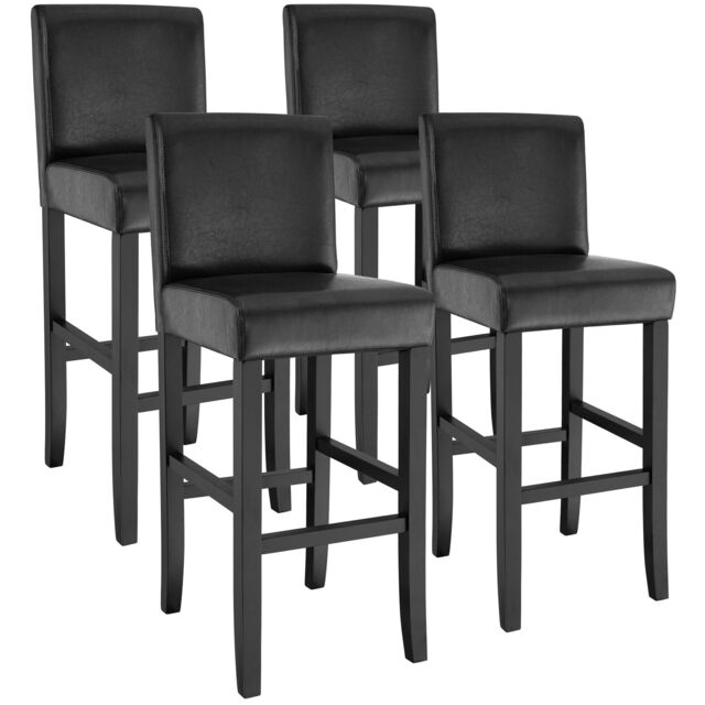 Bar Stools with a padded backrest and faux leather cover Black black 41 x 40 x 107 cm 4