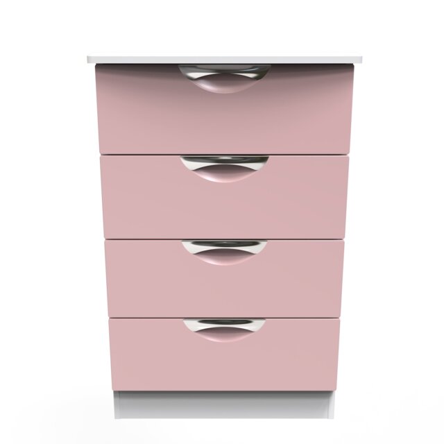Holborn 4 Drawer Midi Chest of Drawers in Kobe Pink & White (Ready Assembled) Pink Kobe Pink & White