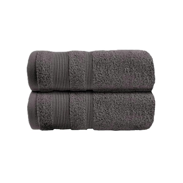 Zero Twist Egyptian Cotton Hand Towels Pack of 2 - Charcoal Grey