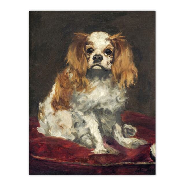 "A King Charles Spaniel Dog Manet Vintage Huge Wall Art Poster Print 24X32"""