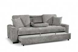 Light Grey Chenille Fabric 3 Seater Sofabed CHARLES