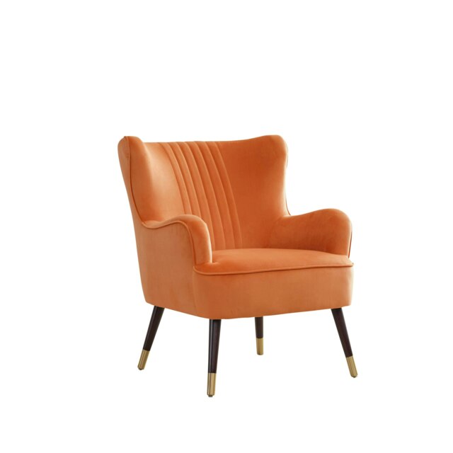 Madison Velvet Fabric Accent Chair - Orange