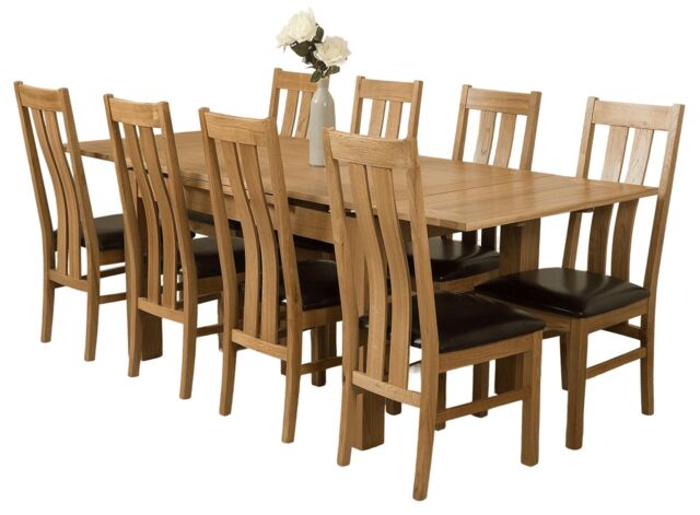 Richmond 140-220cm Oak Extending Dining Table and 8 Princeton Chairs Brown Brown