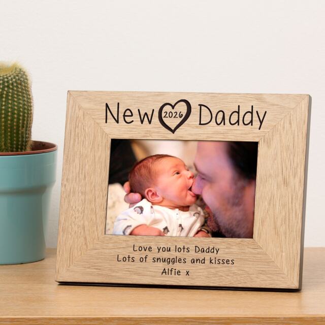 Personalised New Daddy Wood 6x4 Picture Frame New Baby Gift for Dad