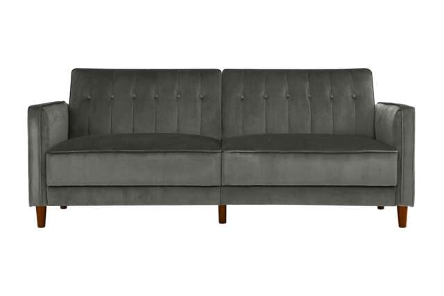 Pin tufted transitional Sofa Bed in velvet grey Grey GREY Three Seater