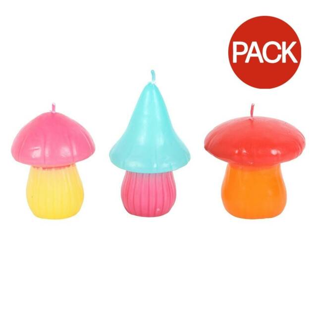 Something Different Funky Fungi Mushroom Candles (Pack of 3) - Multicoloured - One Size Multi One Size