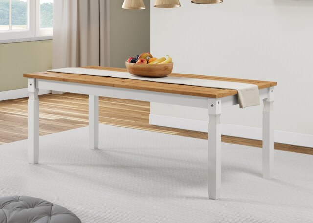 Mercers Furniture Corona White 6'0 Dining Table Long Large Kitchen Solid Wood Mexican Pine Wooden