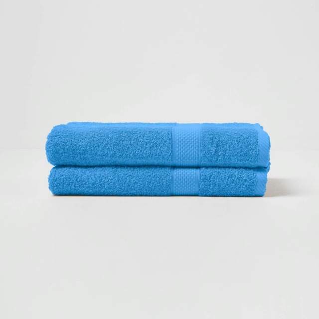 Homescapes Turkish Cotton Bath Towel Set of 2 - Cobalt Blue Blue Bath towel 2
