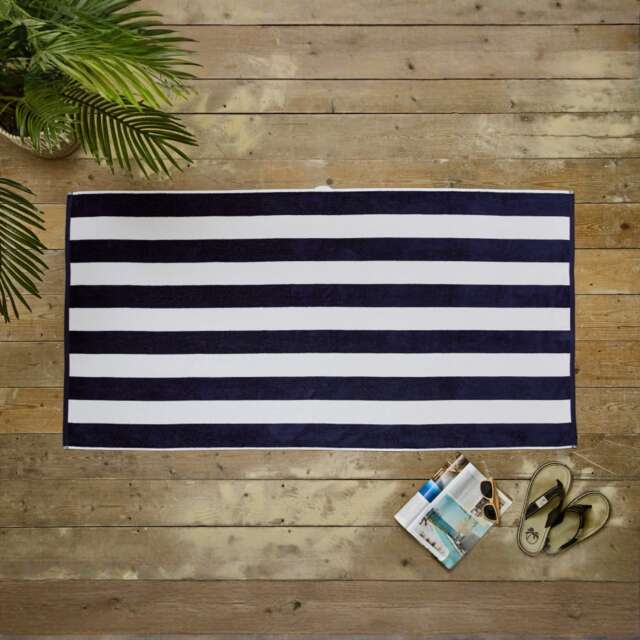 Deyongs Cabana Bay Beach Towel Navy
