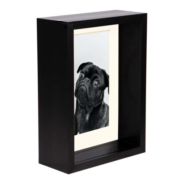 "Nicola Spring 5 x 7"" Deep Photo Frame - Black/Ivory Mount - 3D Deep Box Picture Frame Display Case (20 x 15cm)"