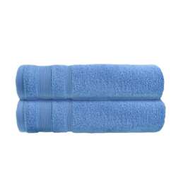 Luxury Zero Twist Egyptian Cotton Bath Towels 70 x 120cm - Pack of 2 Blue Bath towel