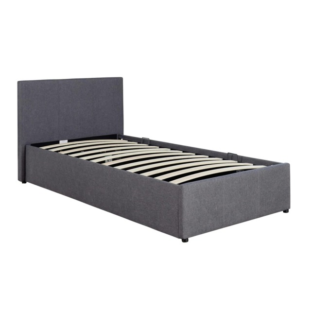 Ottoman Side Lift Storage Bed Single Hopsack Fabric Bed Frame Gas Lift Furniture