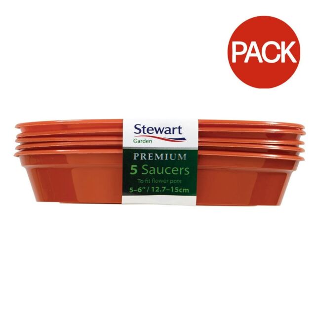 Stewart Premium Flower Pot Saucers (Pack Of 5) - Terracotta - One Size