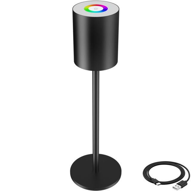 Table Lamp Corly - rechargeable lamp, warm white, 7 RGB colours, dimmable LED Black black 10 x 10 x 37 cm 1
