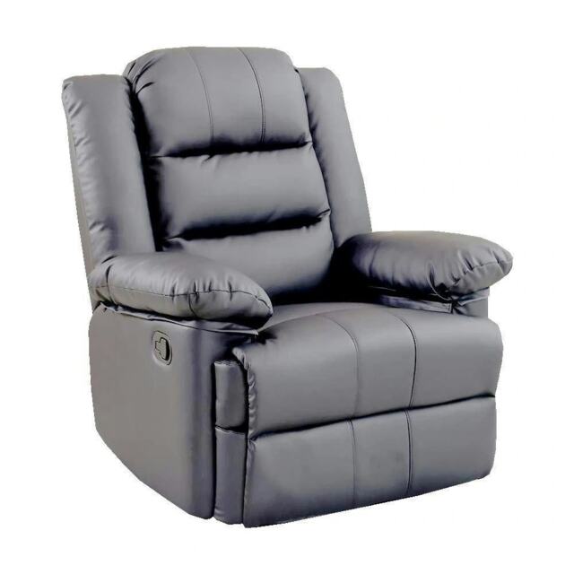 Kensington Leather Latch Recliner Armchair Grey Grey