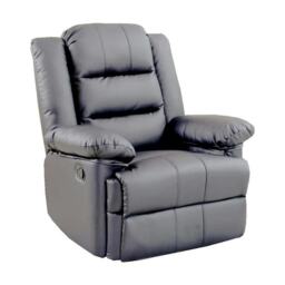 Kensington Leather Latch Recliner Armchair Grey Grey