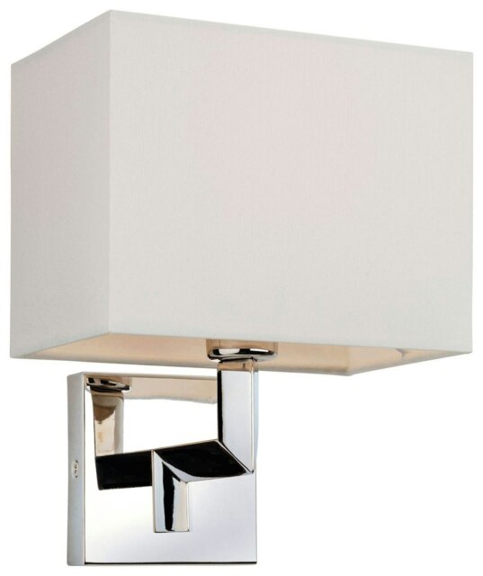 Lex 1 Light Single Indoor Wall Light Polished Stainless Steel, Cream Shade, E14