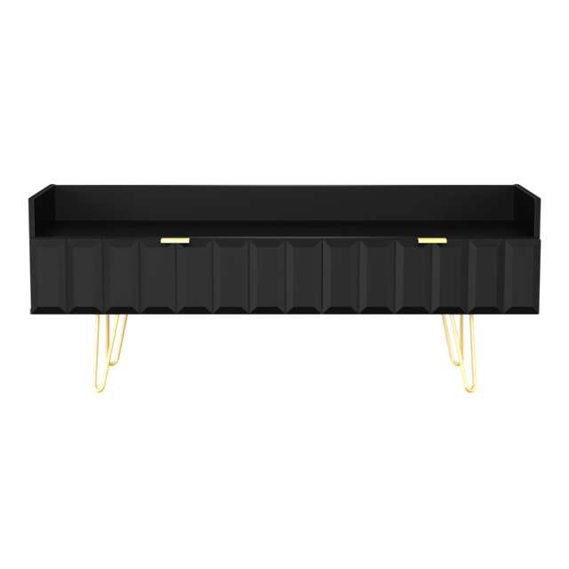 Metro 2 Drawer TV Console Unit in Black Matt (Ready Assembled) Black Black Matt