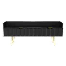 Metro 2 Drawer TV Console Unit in Black Matt (Ready Assembled) Black Black Matt