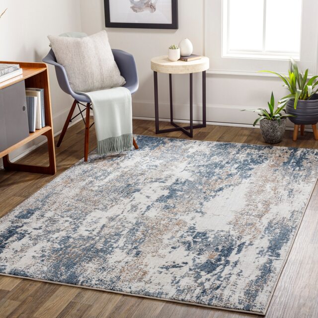 LIVABLISS Allegro-Abstract Bleige Modern Marble Rug 200 x 275 cm Blue Bleige Grey