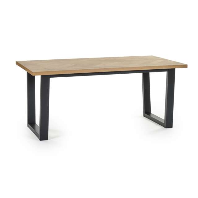 Premium Hilton 90cm Oak Veneer Herringbone Dining Table