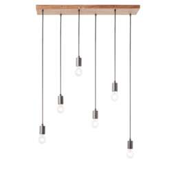Stellan Plate Pendant Ceiling Lamp, Oak Stained Plywood, Anthracite Finish