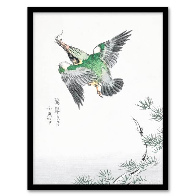 Numata Kashu Framed Wall Art Print Kingfisher Hunting Japanese Home Décor