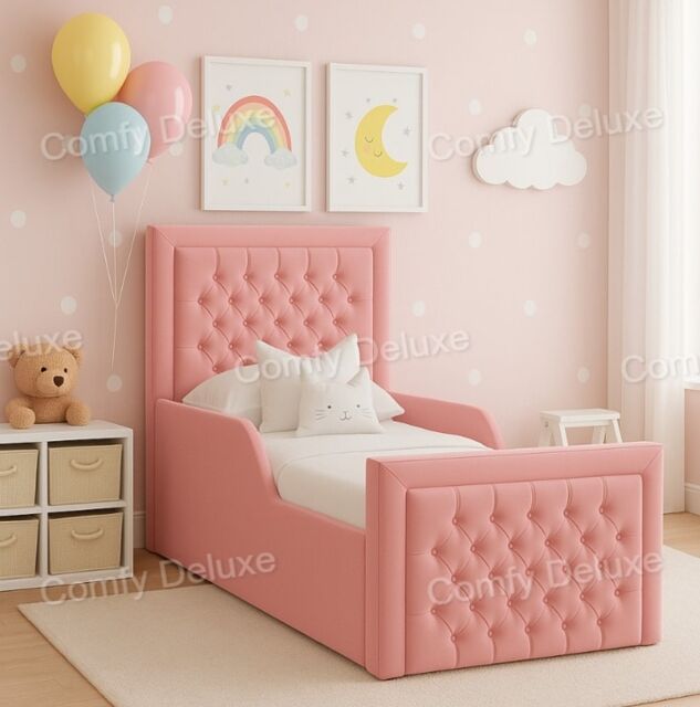 Children's Pink Plush 4ft Small Double Bed Frame