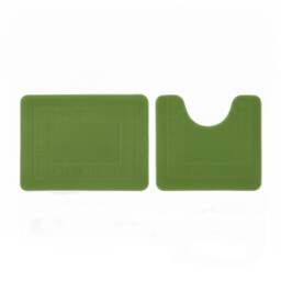 2 Piece Box Design Bath Mat Set Soft Absorbent Non-Slip Bathroom Mats Green