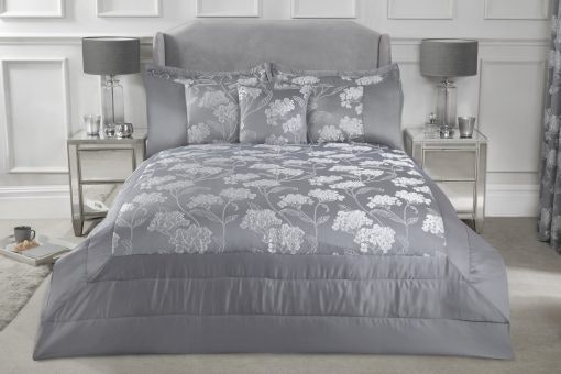 English Garden Bedspread Silver Grey Grey
