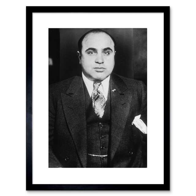 "Al Capone 1935 Photo Mafia Chicago Gangster 9x7"" Black Framed Wall Art Print"