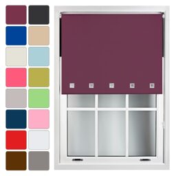 FURNISHED Blackout Roller Blinds with Square Eyelets Cut to Size Easy Fit Window Shade Purple Aubergine (W) 120cm x (L) 165cm