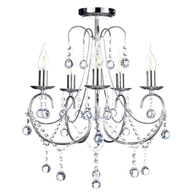 BHS Sapparia 5 Light Chandelier, Silver Multi 1