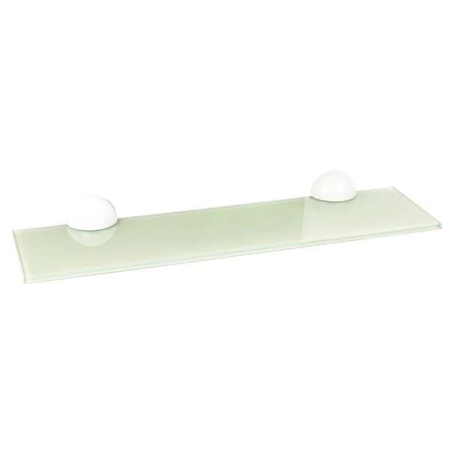 Wall-Mounted Glass Floating Shelves with Clip Fixing - 80x20cm White 1