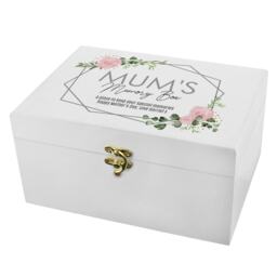 Personalised Abstract Rose White Wooden Keepsake Box White