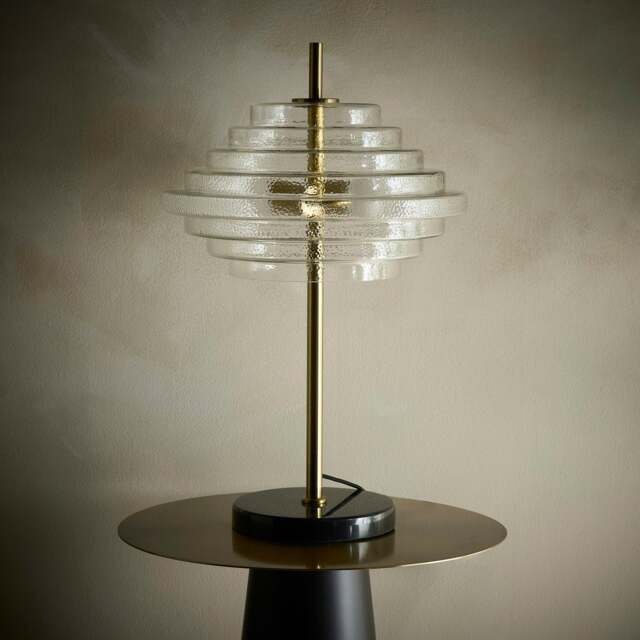 Aspen 2lt Brass and Tiered Clear Glass Table Lamp Gold