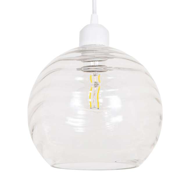 Modern Designer Clear Circular Ribbed Glass Non Electric Pendant Lamp Shade Clear Transparent 1