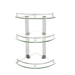 Living and Home Glass Corner Shelf for Bathroom 3-Tier - 25*25cm