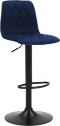 Verona Velvet Kitchen Bar Stools, Matt Black Stem & Base, Height Adjustable Gas Lift With Backrest, Breakfast Bar Stool - Blue